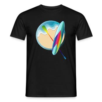 Planche de pagaie debout allongée sur la plage - T-shirt homme - noir - Devant - AI Model Male 178 light (178cm)