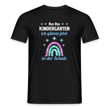 Bye Bye Kindergarten Glitzer Regenboge Einschulung - Männer T-Shirt - Schwarz - Vorne - AI Model Male 178 light (178cm)