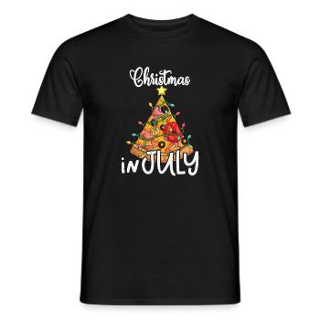 Pizza Christmas in July - Men's T-Shirt - black - Front - AI Model Male 178 light (178cm)