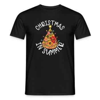 Pizza Christmas In Summer Tropical - Men's T-Shirt - black - Front - AI Model Male 178 light (178cm)