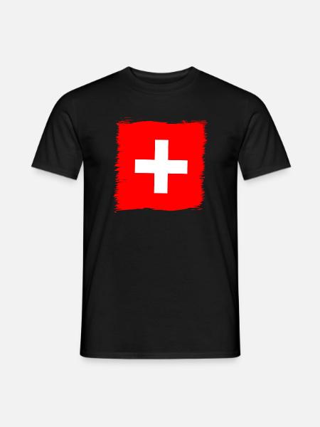 Schweiz Schweizer Fahne Flagge Geschenk - Männer T-Shirt - Schwarz