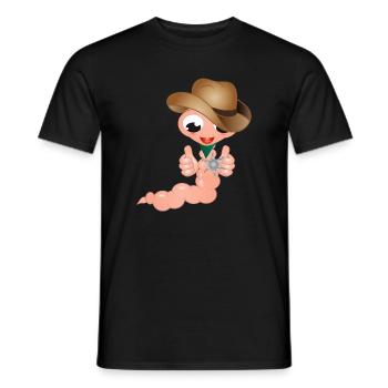 petit ver de terre en cow-boy avec l’étoile du shérif - T-shirt homme - noir - Devant - AI Model Male 178 light (178cm)