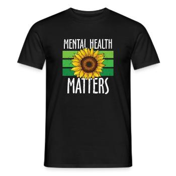 Mental Health Matters Green Sunflower - Men's T-Shirt - black - Front - AI Model Male 178 light (178cm)