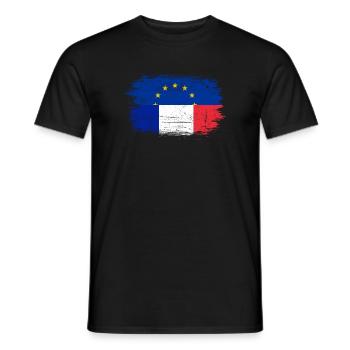 Brushstroke EU France Flag Mashup - Men's T-Shirt - black - Front - AI Model Male 178 light (178cm)