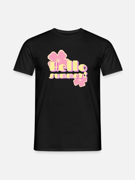 Hello Summer Retro Pastel Flowers - Men's T-Shirt - black