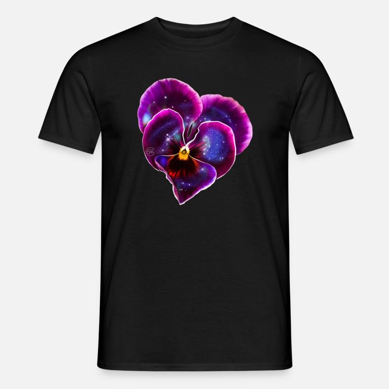 Veilchen in Herzform mit Galaxie - Männer T-Shirt - Schwarz