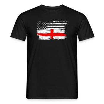 Grunge Flag Fusion USA UK Cross - Men's T-Shirt - black - Front - AI Model Male 178 light (178cm)