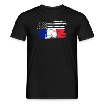 Brush Flag Fusion Stars and Tricolour - Men's T-Shirt - black - Front - AI Model Male 178 light (178cm)
