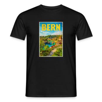 Panorama de Berne Aare et Vieille Ville - T-shirt homme - noir - Devant - AI Model Male 178 light (178cm)