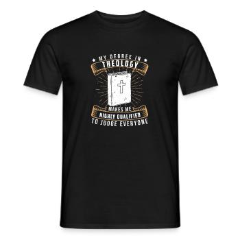 My Degree In Theology Lustiger Theologian Student - Männer T-Shirt - Schwarz - Vorne - AI Model Male 178 light (178cm)