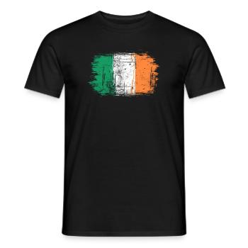 Impression au coup de pinceau du drapeau irlandais - T-shirt homme - noir - Devant - AI Model Male 178 light (178cm)