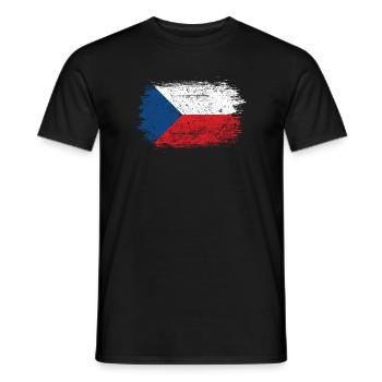 Coup de pinceau Drapeau tchèque - T-shirt homme - noir - Devant - AI Model Male 178 light (178cm)