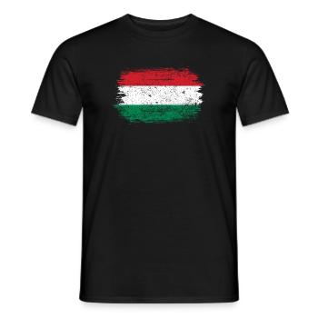 Hungarian Brush Flag Art - Men's T-Shirt - black - Front - AI Model Male 178 light (178cm)