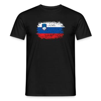 Slovenia Flag Brush Art - Men's T-Shirt - black - Front - AI Model Male 178 light (178cm)