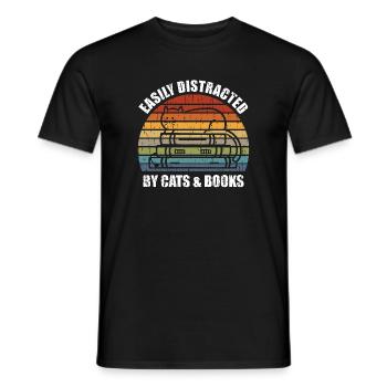 Facilement distrait par les livres de chats - Katze Bücherwurm - T-shirt homme - noir - Devant - AI Model Male 178 light (178cm)