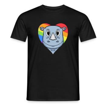Nashorn Lgbt Regenbogen Farben - Männer T-Shirt - Schwarz - Vorne - AI Model Male 178 light (178cm)