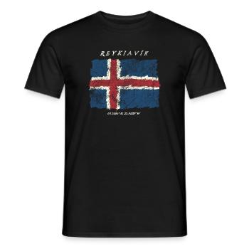 Islande Reykjavik - T-shirt homme - noir - Devant - AI Model Male 178 light (178cm)