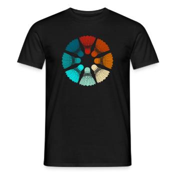 Badminton - Federbälle bunt - Männer T-Shirt - Schwarz - Vorne - AI Model Male 178 light (178cm)