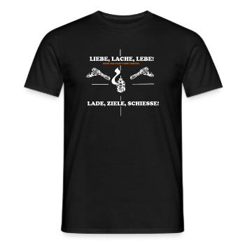 Witziges Motto mit Pfeifen und Waffe - Männer T-Shirt - Schwarz - Vorne - AI Model Male 178 light (178cm)