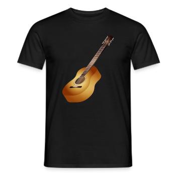 belle guitare acoustique 3D dans des tons chauds - T-shirt homme - noir - Devant - AI Model Male 178 light (178cm)