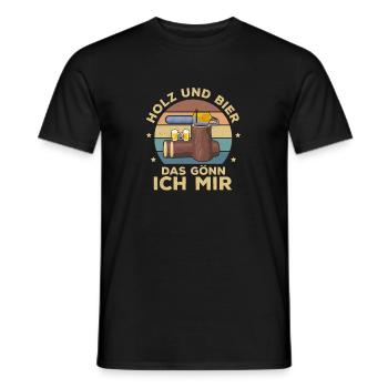 Holz Und Bier Das Gönn Ich Mir Holzarbeiter - Men's T-Shirt - black - Front - AI Model Male 178 light (178cm)