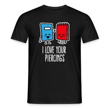 Funny I love your piercings, piercing, tattoo - Men's T-Shirt - black - Front - AI Model Male 178 light (178cm)