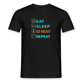 Mangez. Dormir. Hockey sur glace. Répéter le - T-shirt homme - noir - Devant - AI Model Male 178 light (178cm)