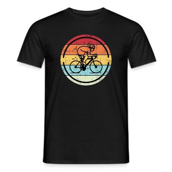 Retro Cyclist in Sunset Circles - Men's T-Shirt - black - Front - AI Model Male 178 light (178cm)