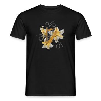 Musiker outfits frauen, Lilien harfenmotiv - Männer T-Shirt - Schwarz - Vorne - AI Model Male 178 light (178cm)