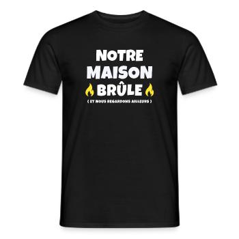 incendie, réchauffement climatique, mégafeu - T-shirt homme - noir - Devant - AI Model Male 178 light (178cm)
