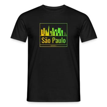 São Paulo skyline in neon gradient - Men's T-Shirt - black - Front - AI Model Male 178 light (178cm)