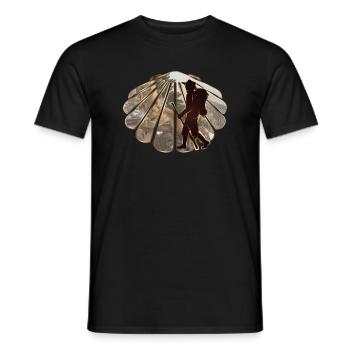 A pilgrim or hiker on a pilgrimage route - Men's T-Shirt - black - Front - AI Model Male 178 light (178cm)