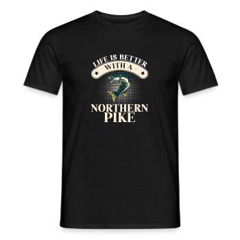 Life Is Better Funny Northern Pike Fish Humor For - Men's T-Shirt - black - Front - AI Model Male 178 light (178cm)