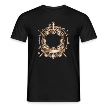 Steampunk frame in steam engine look - Men's T-Shirt - black - Front - AI Model Male 178 light (178cm)