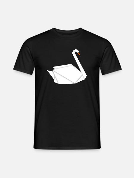 Elegant Origami Swan: Artful T-Shirt - Men's T-Shirt - black