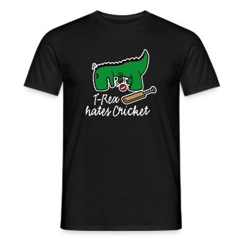Cricket Spieler Dinosaurier, T-Rex hates Cricket - Männer T-Shirt - Schwarz - Vorne - AI Model Male 178 light (178cm)