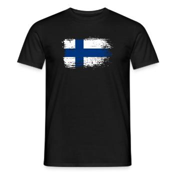 Grunge Finnische Flagge Grafik - Männer T-Shirt - Schwarz - Vorne - AI Model Male 178 light (178cm)