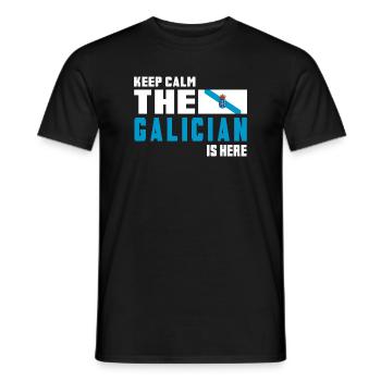 keep calm Galicia flags design - Men's T-Shirt - black - Front - AI Model Male 178 light (178cm)