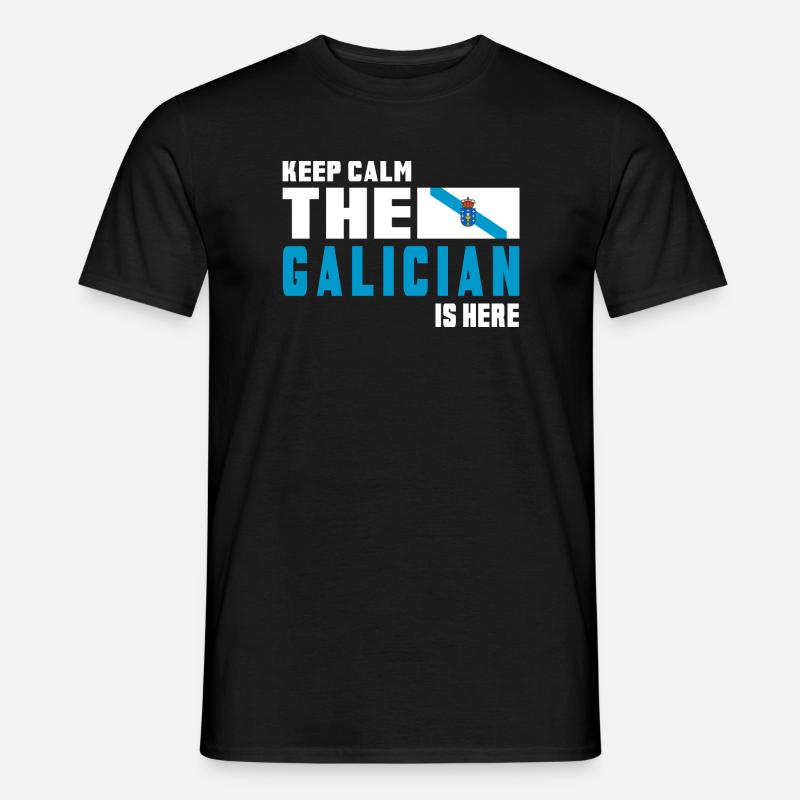 Keep calm Galicien Flaggen Design - Männer T-Shirt - Schwarz
