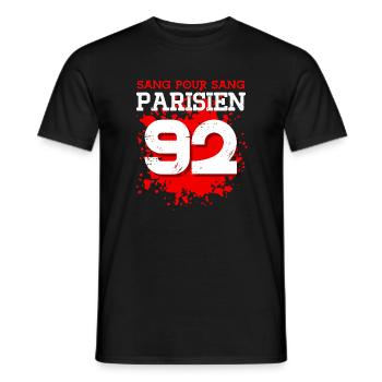 Sang Pour Sang Parisien - 92 - T-shirt homme - noir - Devant - AI Model Male 178 light (178cm)