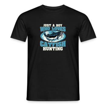 Just A Boy Who Loves Fihsing Poisson-chat amusant - T-shirt homme - noir - Devant - AI Model Male 178 light (178cm)