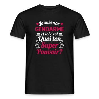 Je Suis Une Gendarme c'est Mon Super Pouvoir - T-shirt homme - noir - Devant - AI Model Male 178 light (178cm)