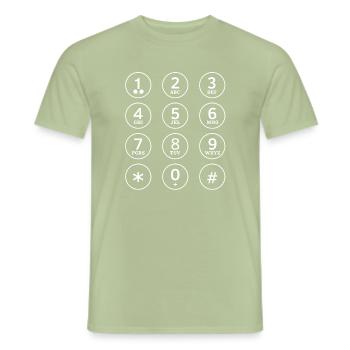 téléphone, téléphone portable, clavier téléphone - T-shirt homme - vert sauge - Devant - AI Model Male 178 light (178cm)
