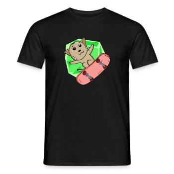Chat Abyssin chat comme patineur avec skateboard - T-shirt homme - noir - Devant - AI Model Male 178 light (178cm)