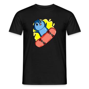 Pinguin als Skater mit Skateboard - Männer T-Shirt - Schwarz - Vorne - AI Model Male 178 light (178cm)