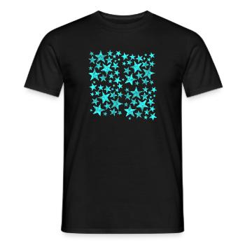 Bright blue star pattern on black - Men's T-Shirt - black - Front - AI Model Male 178 light (178cm)