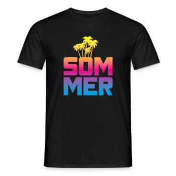 Summer Palm Trees Beach Beach Colorful Mallorca - Men's T-Shirt - black - Front - AI Model Male 178 light (178cm)