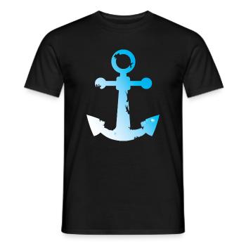 used look anchor symbol seafaring water sea graphic - Men's T-Shirt - black - Front - AI Model Male 178 light (178cm)