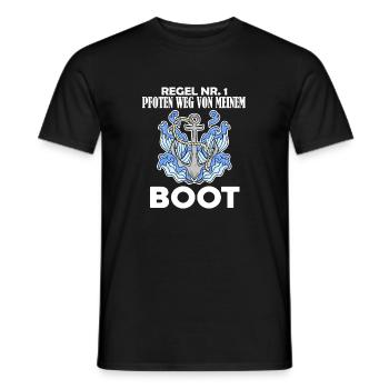 Motorboot Kapitän Boot - Regel - Männer T-Shirt - Schwarz - Vorne - AI Model Male 178 light (178cm)