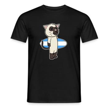 Surfboard Katze Siamkatze Surfen Geschenk - Männer T-Shirt - Schwarz - Vorne - AI Model Male 178 light (178cm)